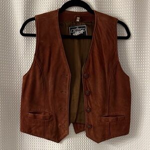 Genuine Brown Suede Leather Vest from Turkey - Vintage